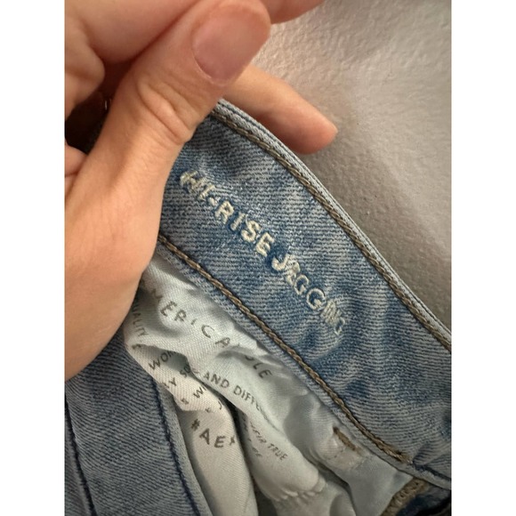 American Eagle The Dream Jean Hi-Rise Jeggings Distressed Light Wash Size 6 - Picture 4 of 6